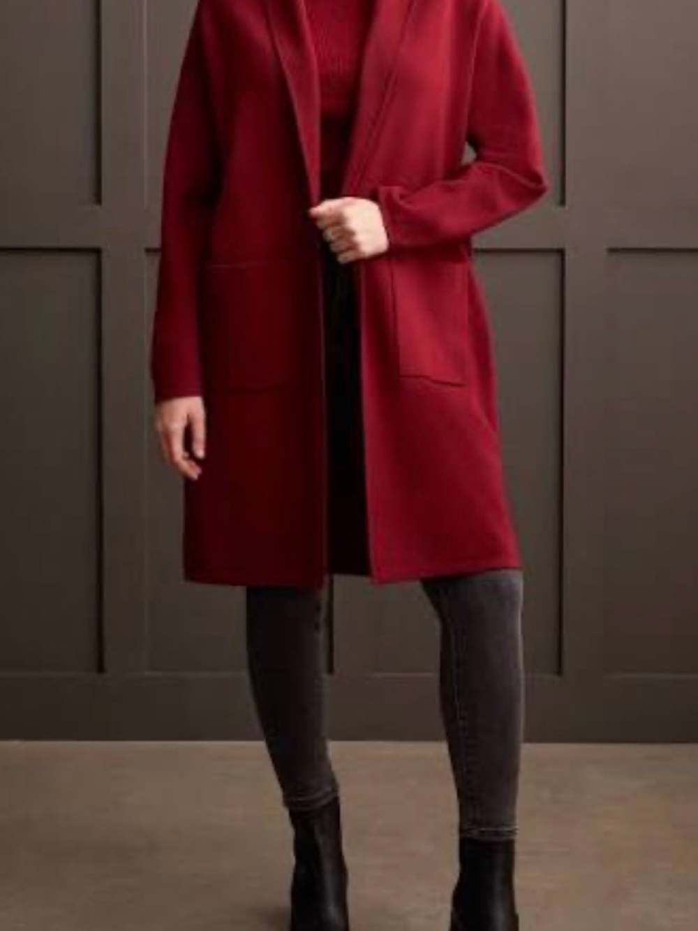 Tribal Long Coatigan in Deep Red